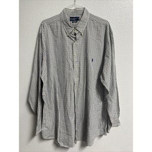 Ralph Lauren Shirt Mens 2XLT Blue Plaid Button Up Long Sleeve Classic Fit Causal